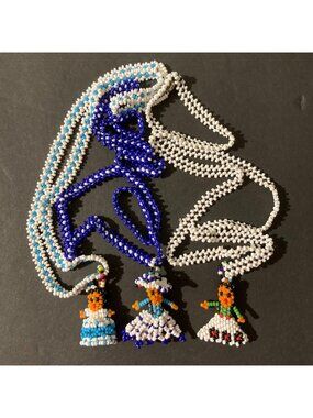 Lot of 3 Handmade Zuni Beaded Doll Necklaces